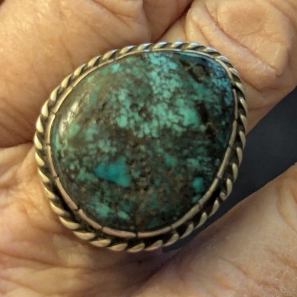 Vintage Navajo Native Turquoise Ring Size 10 - Picture 4 of 11